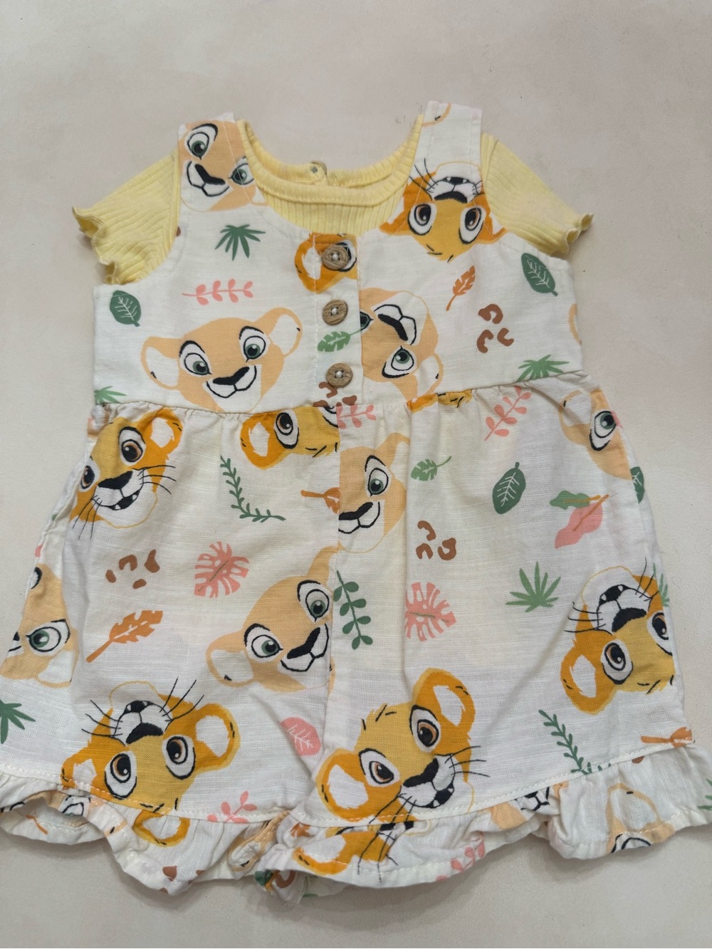 Disney Yellow & White Lion Cub Print Dress